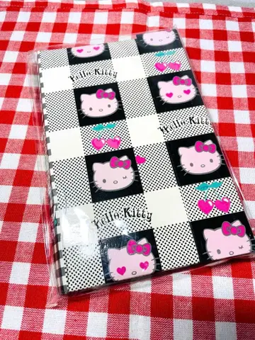 새상품 키티 명함 파일 체리 깅엄 체크 헤이세이 레트로