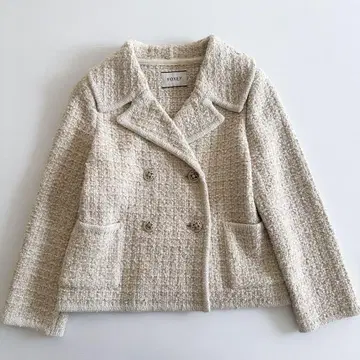 FOXEY / 트위드 더블 자켓 38 베이지 일본제 니트