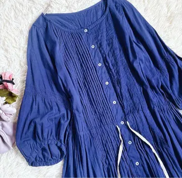 인도 면 프론트 오픈 롱 원피스