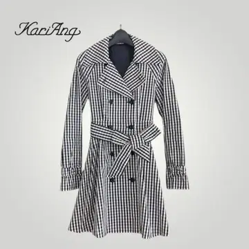 카리앙 체크 레인코트 겸 트렌치코트