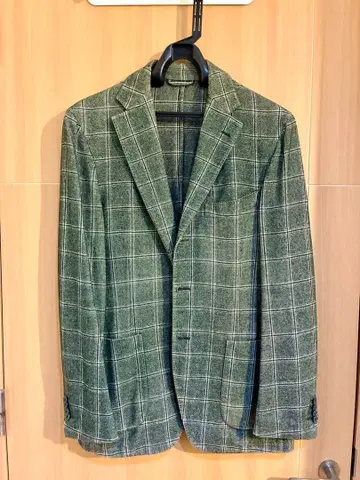Belvest 그린 체크 자켓 사이즈 50