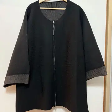 니트 가디건 4L 노카라 집업 자켓 블랙