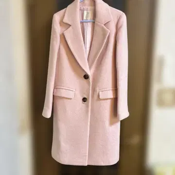 AG 핑크 롱 코트 2개 버튼