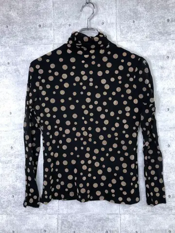 어반 모드 구제 의류 도트 패턴 터틀넥 세컨드 스킨 티셔츠