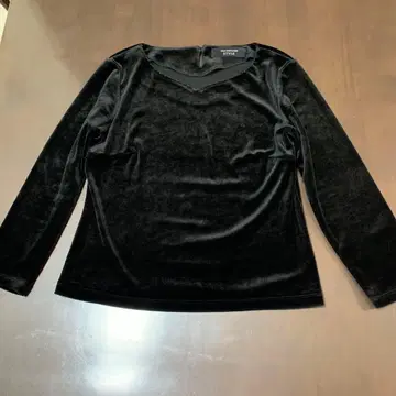 스틸(코우지 와타나베) 8부 소매 벨로아 V넥 비즈 장식 티셔츠 블랙 M