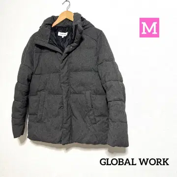 GLOBAL WORK 그레이 후드 부착 다운 자켓