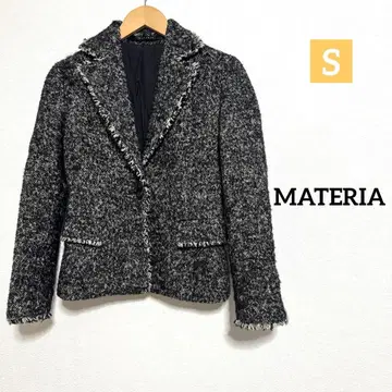 MATERIA 프린지 마감 테일러드 자켓 블랙 화이트 90s