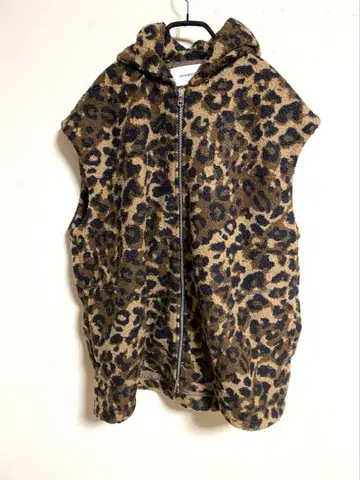 JOHNBULL 레오파드 집업 베스트 후디 오버 사이즈