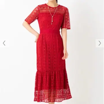 새상품급 LAGUNAMOON 레이스 절개 머메이드 드레스 레드 포멀