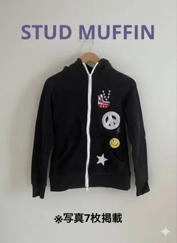 STUD MUFFIN 와펜 후드티 블랙 사이즈 2