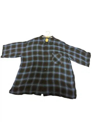 Sanca 옴브레 체크 오픈 카라 셔츠