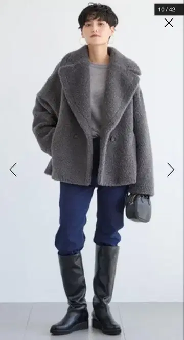 [ 미사용 새상품 ] 밴야드 스톰 푸들 보아 자켓 보아 코트 그레이