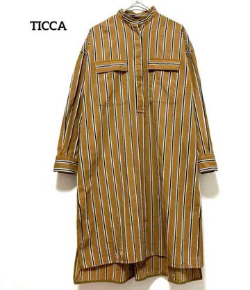 TICCA 티 밴드 카라 셔츠 원피스 풀오버 스트라이프