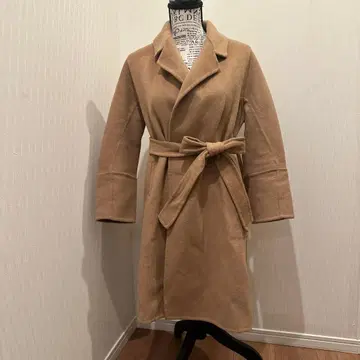 100% 울 오더 코트 베이지 플리스풍 롱 코트 벨트 포함