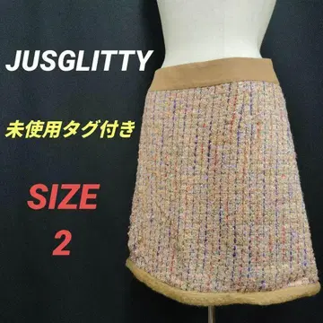 미사용 JUSGLITTY 미니 스커트 트위드 라메 멀티 컬러