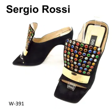 세르지오로시 sr1 뮬 샌들 큐빅 로고 플레이트 블랙