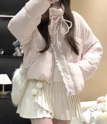 shein 레이스 터치 핑크 다운