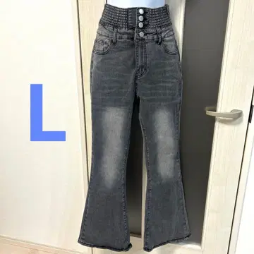 택없는 새상품 하이웨스트*플레어 데님 스트레치 있음 빅 사이즈