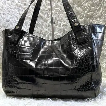 FURLA 악어 엠보싱 가죽 토트백 천연 가죽 A4 출퇴근 통학 블랙