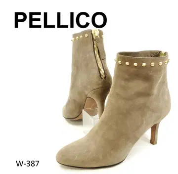 새상품급 펠리코 부티 숏부츠 천연 가죽 백지퍼 스터드 36