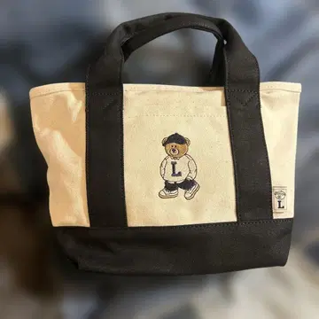 로고스 곰 자수 그레이 토트백