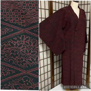 C97 순수 실크 겨울용 비로드 륜나 롱 코트 컨디션 최상 기모노