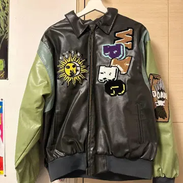 FAIR FOCUS 가죽 자켓 XL 블랙/그린