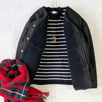 쿠미교쿠 캐시미어 혼방 보더 니트 네이비 화이트 택 포함 미사용