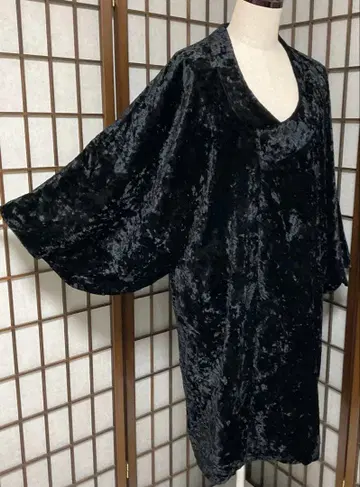 C100 파일 레이온 벨벳 일본 의류 코트 컨디션 최상 기모노