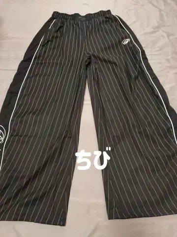Badblood 블랙 화이트 스트라이프 와이드 팬츠