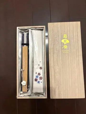 스에히로 교토 실크 부채 세트 교토 부채 벚꽃 안개 선물