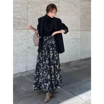 anuans 랜덤 도트 플레어 스커트