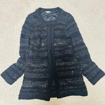 노카라 트위드 자켓 블랙