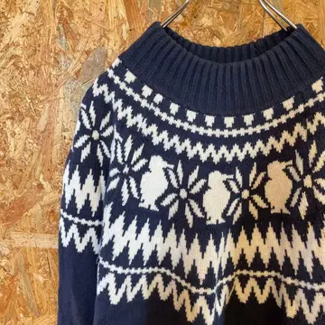 AE9108 CHUMS 긴팔 니트 네이비 여성용 L 60