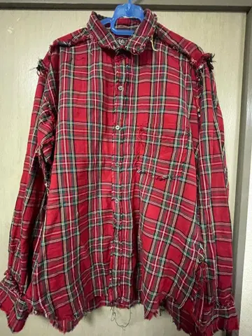 y2k 펑크 666 빨간색 체크 플란넬 셔츠 체크 셔츠