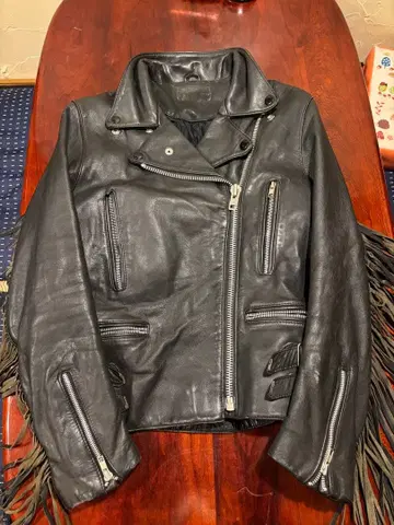 라이더 자켓 프린지 루이스 레더 블랙 가죽 롱