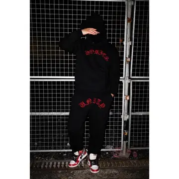 HOMIES UNITY(호미즈) 블랙 후드티 셋업 빨간색 자수