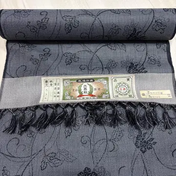 블랙 계열 꽃무늬 실크 100% 기모노 옷감 오시마 명주