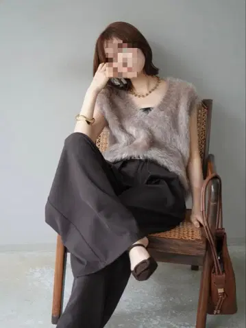 lumier 뤼미에 미사용 퍼 V넥 셋업