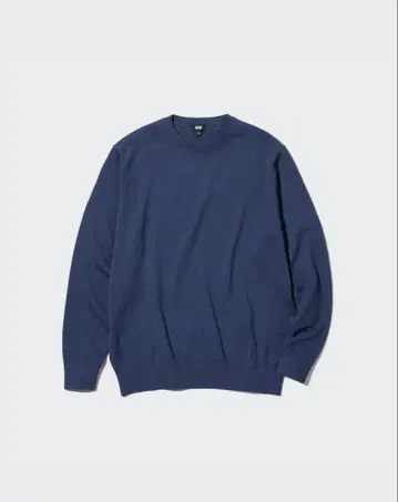 유니클로 워셔블 코튼 크루넥 스웨터 블루 L 사이즈