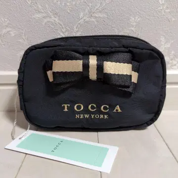 [택 포함 새상품] TOCCA 바이컬러 리본 파우치 블랙