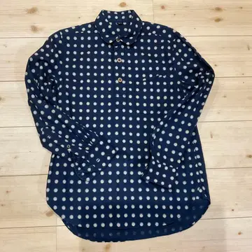45R 네이비 (인디고) 폴카 도트 긴팔 셔츠