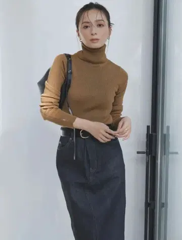 캐시미어 블렌드 핏 리브 니트 풀오버 브라운