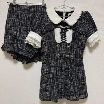 LIZLISA 더블 하트 버튼 트위드 셋업