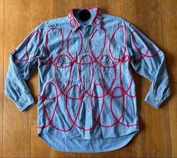 중도 포기 야마시타 요코 큐르큐르 셔츠 데님 셔츠 M~L 사이즈