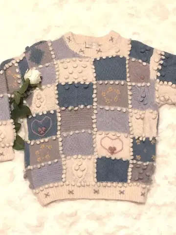 감성 귀여운 울 스웨터 긴팔 M 여성 빈티지 레트로