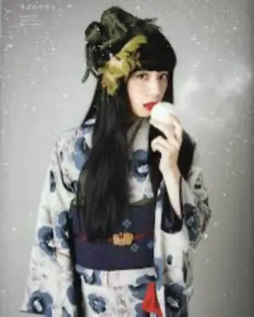 네이비 나고야 오비 다이아몬드 무늬 기모노 야마토