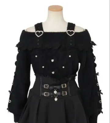 LIZLISA 오프숄더 페더 니트탑