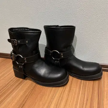 [ forksy. ] 부츠 블랙 엔지니어 부츠 버클 포함 통굽