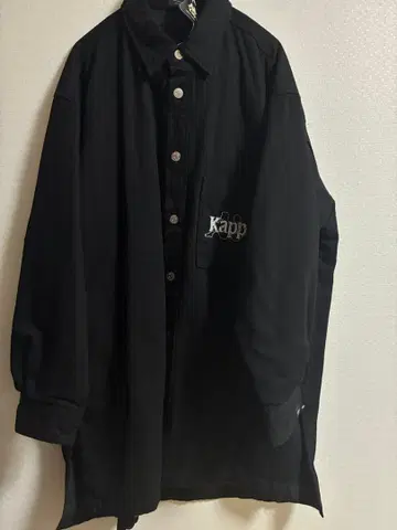 GU x kappa 데님 롱 셔츠 (긴팔) Kappa 자켓 블랙 L
